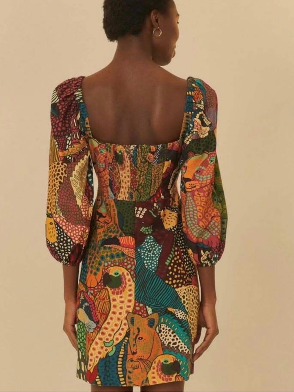 FARM Rio Multicolor Patchwork Tie-Front Mini Dress - Picture 2 of 4